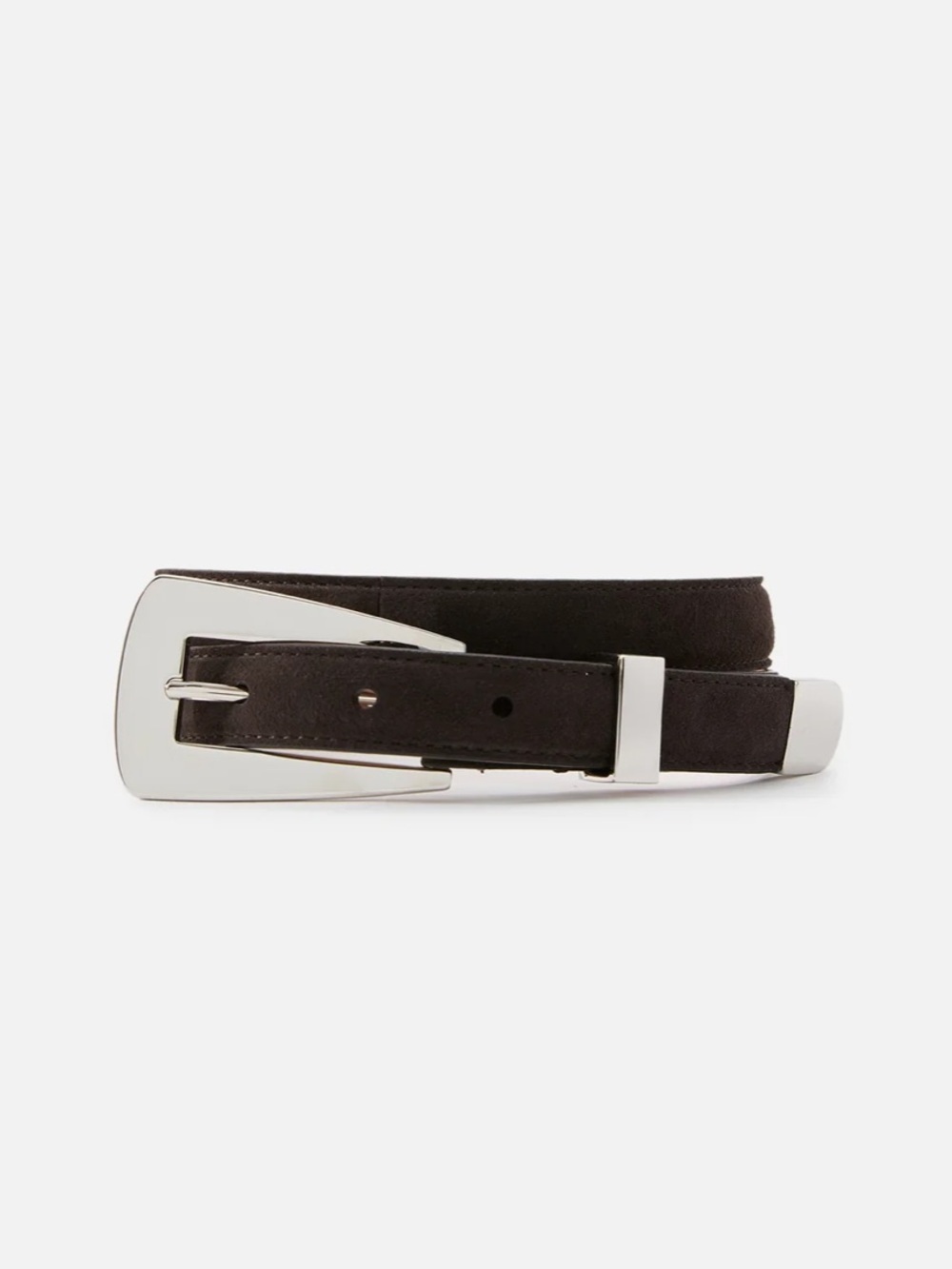 KHAITE Lucca Dark Brown Belt with Silver Buckle